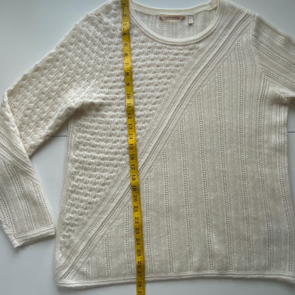 Soft Surroundings Womens Cashmere Pullover Open Knit Sweater Cream Size Large - Picture 9 of 11